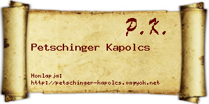 Petschinger Kapolcs névjegykártya